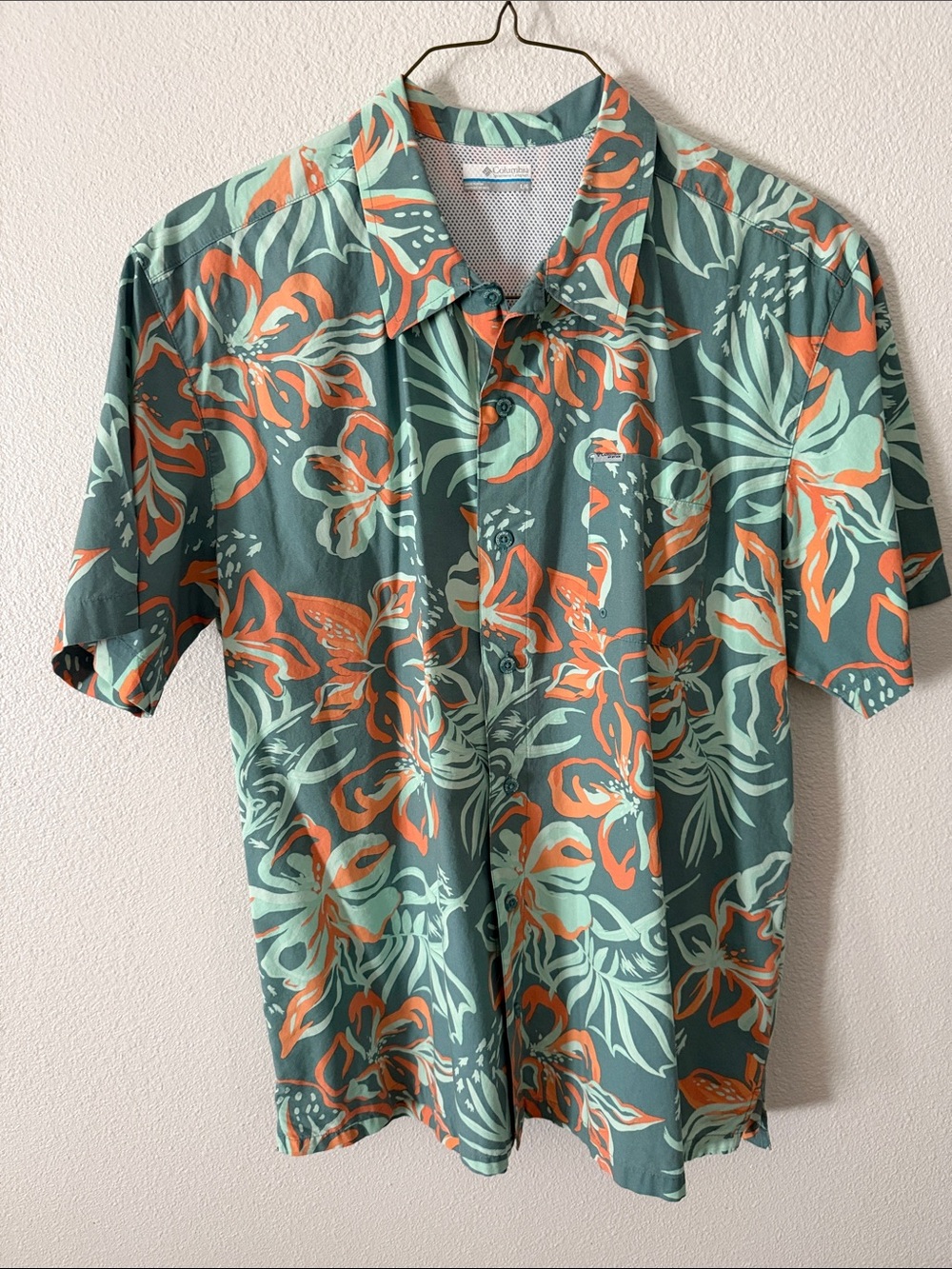 Columbia PFG Tropical Floral Short-Sleeve Shirt - Green & Orange